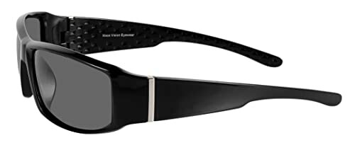 Black sports sunglasses with sleek design.