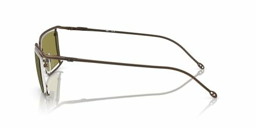 Side view of brown sunglasses with green lenses.