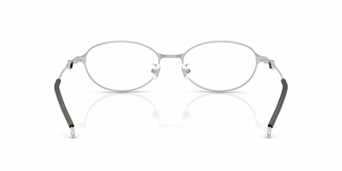 Front view of silver-rimmed eyeglasses with black temple tips.