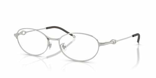 Silver rimmed oval eyeglasses with thin frame.