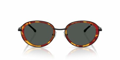 Round tortoiseshell sunglasses with dark lenses.
