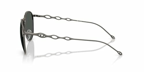 Side view of sunglasses with wavy metal frames