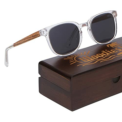 Woodies Clear Acetate Frame Sunglasses